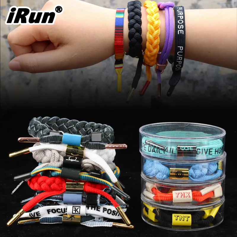 IRun nuovo pacchetto durevole personalizzato lacci delle scarpe braccialetto fatto a mano corda intrecciata Hockey sport bracciali regolabili con lacci delle scarpe