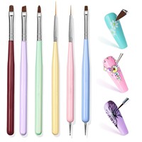Lot de 6 pinceaux pour nail art, outils multifonctions pour la décoration des ongles, avec applicateur de strass, stylo à cire pour points et pinceau liner pour gel, pour salon et DIY