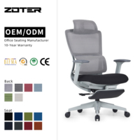 Chaise de bureau ergonomique haut de gamme à dossier en maille, coussin en éponge confortable, accoudoirs 3D réglables, chaise pivotante pour ordinateur