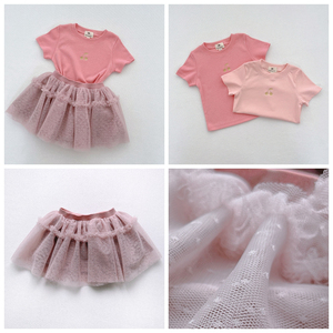 2023 Summer Girls' Clothing Sets Cotton T Shirts Top+Net <strong>Tutu</strong> Skirt 2PCS Suit Princess Baby Kids Children Clothes - Product Image 3