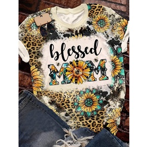 Custom Women's Clothing T-shirt Summer Sublimation Plus Size T-shirts for Women Tie Dyed <strong>Sunflower</strong> Women <strong>Tops</strong> T-Shirt - Product Image 3
