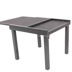 Leisure Modern Outdoor Dining Extension <b>Table</b> 90/180cm Dark Gray <b>Aluminum</b> Glass Top Metal for Parks Exteriors - Product Image 3