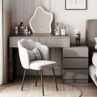 Commode de toilette minimaliste crème avec armoire de fin de lit escamotable, meuble de rangement multifonctionnel pour chambre à coucher et coiffeuse