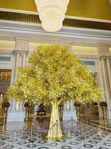 Arbre artificiel Banyan doré de 1,5 m, vente en gros, articles réalistes grand format, bonsaï porte-bonheur du Nouvel An - Product Image 6