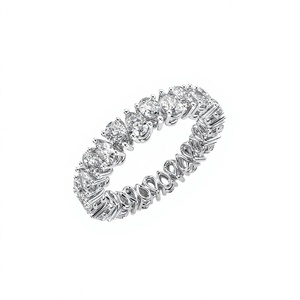Anillo de Boda de Eternidad Completa con Diamantes Cultivados en Laboratorio de Corte Ovalado en Oro Blanco de 14K, Engaste Clásico de Puntas Compartidas, 2.80 CTW, para Mujer - Product Image 2