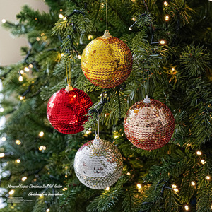 LINGKAI Shiny Sequin Christmas <b>Ball</b> Ornaments Colorful <b>Glitter</b> Hanging Baubles for Holiday Party Xmas Tree Decor - Product Image 2