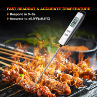 Termometer Masak Digital Probe Baja Anti Karat Super Panjang -50~300 Derajat Celcius, Bacaan Instan, Dilengkapi Pengait untuk Permen & BBQ