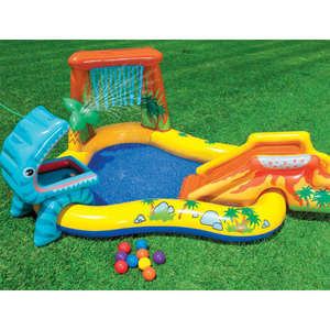 Centre de jeux gonflable <span class=keywords><strong>INTEX</strong></span> 57444 Dinosaure 2,49m X 1,91m X 1,09m en vinyle pour enfants avec <span class=keywords><strong>toboggan</strong></span> et <span class=keywords><strong>piscine</strong></span> pour la natation et la flottaison - Product Image 5