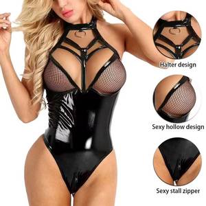 Body en cuir populaire, lingerie érotique sexy à bandes et dos nu, pour femme grande <span class=keywords><strong>taille</strong></span>, sous-vêtements féminins - Product Image 1
