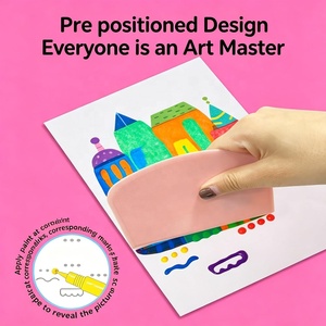 Kit d'art à gratter Magique Arc-en-ciel à presser, Ensemble <span class=keywords><strong>de</strong></span> <span class=keywords><strong>peinture</strong></span> créative avec raclette, Cartes postales DIY, Ensemble d'œuvres d'art en papier à gratter dessinées à la main pour enfants - Product Image 5
