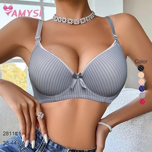 2811 # 38-44C señoras de gran tamaño Sexy ajustado soporte de pecho reúne sujetador fino suave raya moda Joker ropa interior-venta al por mayor - Product Image 1