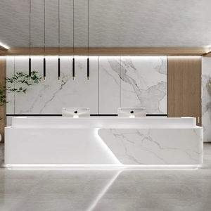 Modern Luxury Irregular Fiberglass Front Desk Reception Counter Art Design for Villa Salon Lobby - Product Image 6