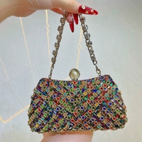 Tas Clutch Berlian Berkilau untuk Wanita, Tas Malam Kristal Mewah, Tas Tangan Pengantin, Dompet Berkilau, Tas Berhiaskan Batu Kristal Multiwarna