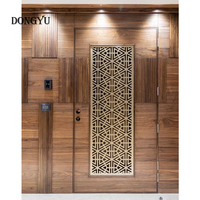 Porte d'entrée extérieure de sécurité en aluminium à motif arabe, découpée au laser, avec vitrage latéral en métal – Offre Spéciale