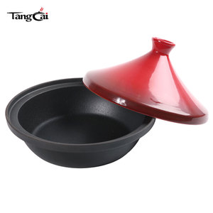 Pot <span class=keywords><strong>à</strong></span> <span class=keywords><strong>tajine</strong></span> <span class=keywords><strong>en</strong></span> <span class=keywords><strong>fonte</strong></span> de qualité commerciale avec couvercle conique, résistant <span class=keywords><strong>à</strong></span> la rouille, idéal pour les plats marocains, cuisson lente, compatible four - Product Image 3
