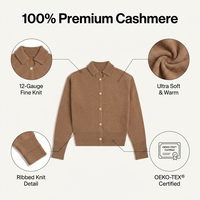 TOWNKANA Cardigan en cachemire 100% épais, style Old Money, luxe discret, col en V, doux et chaud, tricoté pour femmes