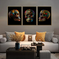 Crâne de sucre mexicain coloré 40 toile Art-petit décor à la maison impression murale affiche peinture