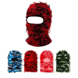 Passamontagna lavorato a maglia personalizzato copertura per maschera integrale berretto lavorato a maglia con un foro camo maschera da sci passamontagna invecchiata