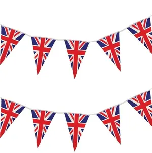 गर्म बेचने यूनियन जैक गौरेया झंडे ब्रिटिश राजा की दिन राष्ट्रीय दिवस वर्ग ब्रिटेन झंडा बन्टिंग बंडल त्रिकोण सजावट
