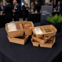 Boîtes auto-érectiles en papier kraft avec couvercle transparent, revêtement UV, jetables, étanches, portables, pour salades, emballage alimentaire, sushis