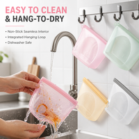 Sac de conservation en silicone refermable, réutilisable, sans BPA, étanche, hermétique, pour cuisine, zéro déchet, conteneur vertical, compatible congélateur