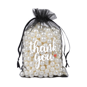 Sacs cadeaux en maille Dry Power 10x15cm, sacs en organza avec cordon de serrage pour emballage de bijoux, sacs de remerciement blancs et noirs - Product Image 5
