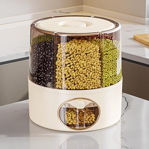 Contenedor Giratorio para Almacenamiento de Granos, Dispensador de Granos de 6 Compartimentos, Dispensador de Granos a Prueba de Insectos con Sistema de Presión - Product Image 6