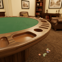 Table de poker Texas pour 8 joueurs, robuste, moderne et luxueuse, avec pieds en chêne massif, design standard de casino en mélamine, pour bar ou lounge.