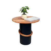 Table d'appoint ronde de luxe italienne, plateau en marbre naturel, base en bois, table d'appoint pour villa, hôtel, salon