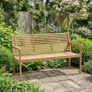 Solid Teak Wood Outdoor Relax Bench 3 Seater Slatted Patio Lounge <b>Loveseat</b> - Product Image 3