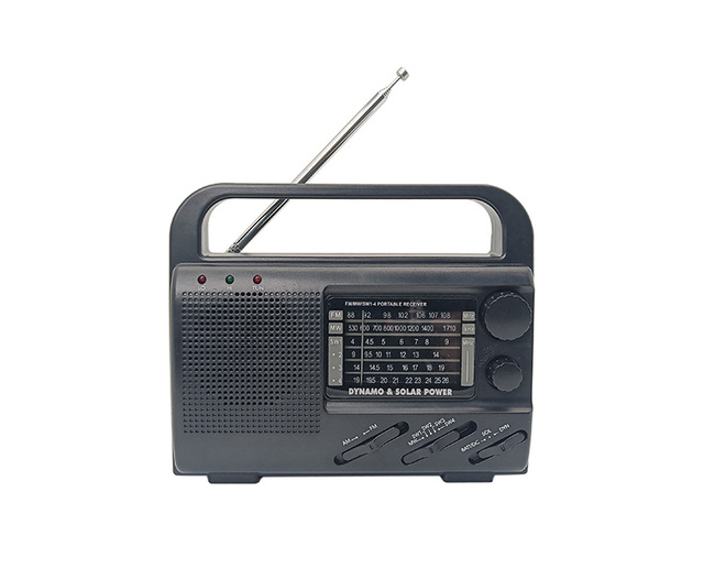 Portable Vintage Radio Solar Powered Hand Shank Dynamo Radio 4 Band Radio With Emerncy Flashlight Built in Speaker