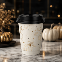 Tasse à double paroi Haunted House, logo personnalisé imprimé, motif chaudron, en carton ondulé isolé 16oz, vente en gros directe usine