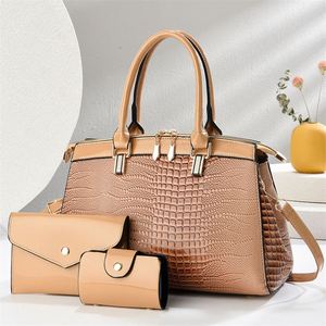 Luxury Gold Color Tote Bag Purse Set 3PCS Woman Leather Handbags for Wedding Party Birthday - Product Image 4