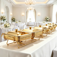 FLEY Chauffe-plat double carré en acier inoxydable avec couvercle et deux poignées pour événements extérieurs, banquets et achats en gros