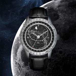 Montres suisses <span class=keywords><strong>haut</strong></span> <span class=keywords><strong>de</strong></span> <span class=keywords><strong>gamme</strong></span> personnalisées, montres luxueuses à phase lunaire ciel étoilé et montres mécaniques automatiques lumineuses pour hommes. - Product Image 5