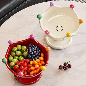 Plato de Drenaje para Frutas, Plato de Dibujos Animados para Niños, Plato de Almacenamiento de Frutas Secas, Plato de Caramelos con Base Alta para Sala de Estar - Product Image 2