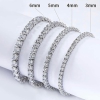 Prix de gros Bijoux en diamant 2mm-6.5mm Collier en argent sterling 925 Chaîne tennis en moissanite