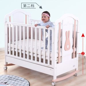 Novedades en Muebles para Bebés, <span class=keywords><strong>Cuna</strong></span> de Madera de Pino Macizo Blanca, <span class=keywords><strong>Cuna</strong></span> para Bebé, Cama Infantil de Madera con Ruedas y Cajones de Almacenamiento - Product Image 1