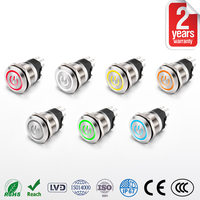 Interrupteur à bouton-poussoir DC en métal noir, marche/arrêt, 16/19/22 mm, avec LED rétroéclairée, interrupteurs lumineux à verrouillage
