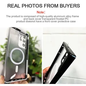 Custodia in metallo con scudo magico ultrasottile per Samsung Galaxy Note20 S22 S21 S23 Ultra Note10 Plus <span class=keywords><strong>S20</strong></span> <span class=keywords><strong>FE</strong></span> <span class=keywords><strong>Cover</strong></span> posteriore trasparente smerigliata - Product Image 2