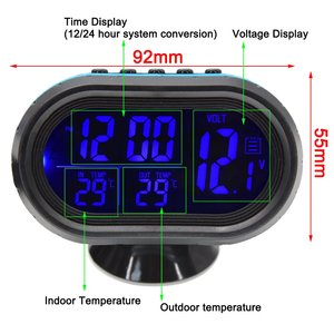 Thermomètre de <span class=keywords><strong>voiture</strong></span> 12V-24V à prix d'usine, alerte de gel, affichage double température, testeur de tension de batterie de <span class=keywords><strong>voiture</strong></span>, voltmètre, <span class=keywords><strong>horloge</strong></span> - Product Image 2