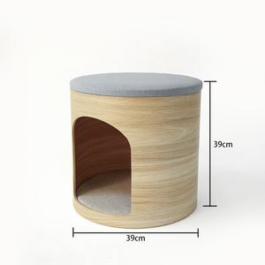Nieuw Ontwerp Huisdier Kat Grot Massief Hout Milieuvriendelijk Dual-Use Villa <span class=keywords><strong>Bed</strong></span> Geïntegreerde Zitkruk Voor Katten En Honden Huisdier Product - Product Image 3