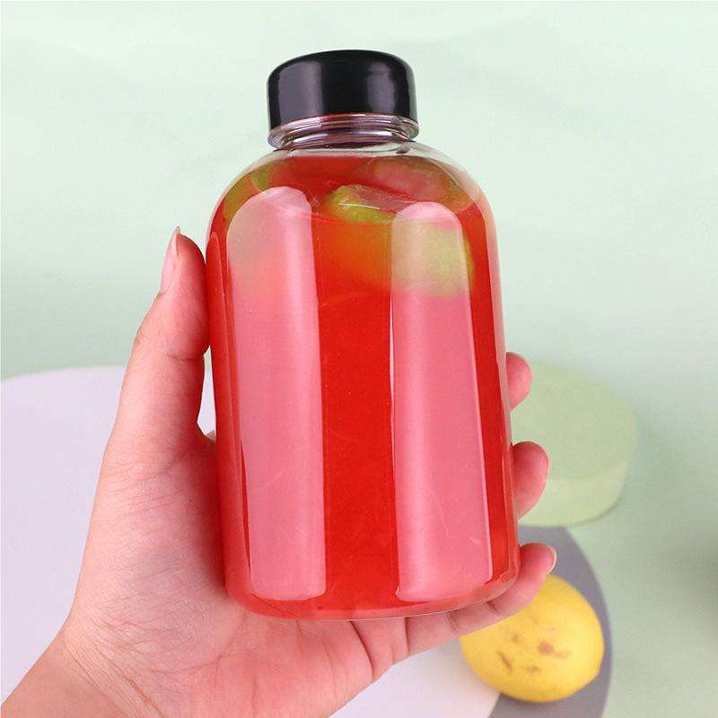 Transparent bottle with Black Glossy Cap