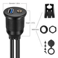 Kit kabel ekstensi untuk pria wanita & 3.0mm AUX ke USB 3.5 2 RCA kustom tahan air Flush Dashboard Panel Mount USB 3.0 Female & mm