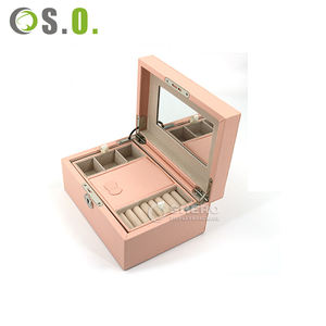 Custom Color Lockable Jewelry Box with Mirror Multi Compartment Jewelry <b>Storage</b> Organizer for <b>Ring</b> Earring Necklace Bracelet - Product Image 1