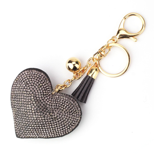 Vente en gros DIY classique <span class=keywords><strong>Bijoux</strong></span> Accessoires Coeur Rhinestone Cuir Self Defence Porte-clés Gland Porte-clés Sac pour Fille - Product Image 4