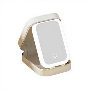 Portable Multifunctional <b>LED</b> Light Foldable Leather Cosmetic <b>Mirror</b> Silver Finish Storage Makeup <b>Mirror</b> - Product Image 4