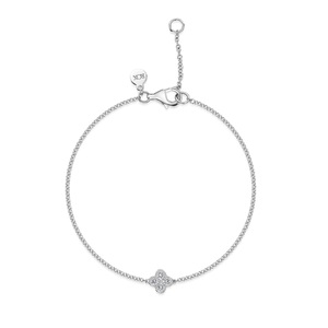 กำไลข้อมือลายโคลเวอร์ ทองคำขาว 18K ประดับเพชร สำหรับเป็นของขวัญ งานแต่งงาน งานปาร์ตี้ กำไลข้อมือสุดหรู - Product Image 2