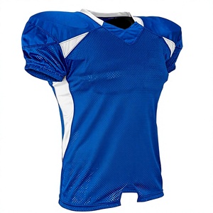 Maillot de football américain pour homme, bleu, col en V, manches courtes, maille respirante, coupe athlétique, impression sublimée - Product Image 1