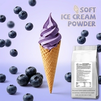 Poudre de crème glacée molle saveur myrtille, texture lisse, facile à préparer, compatible OEM, pour les magasins de détail et la restauration